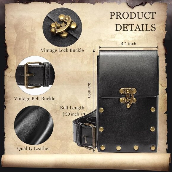 Leather Waist Pouch Vintage Medieval Fanny Pack Crossbody Cosplay Accessory main image 8